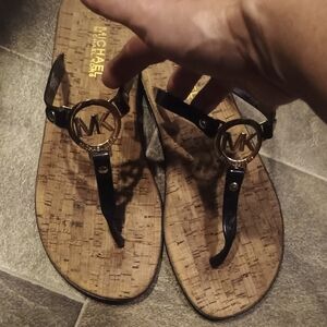 Michael Kors Black and Gold Ladies Sandals